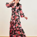 Sukienka w róże z falbanami - Kobiecowo - internetowy butik z odzieżą damską