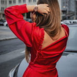 kobiecowo Czerwona sukienka z perłowymi guzikami - Kobiecowo - internetowy butik z odzieżą damską