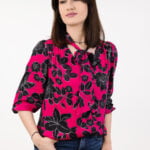 Fuksjowa bluzka z fontaziem - Kobiecowo - internetowy butik z odzieżą damską