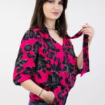Fuksjowa bluzka z fontaziem - Kobiecowo - internetowy butik z odzieżą damską