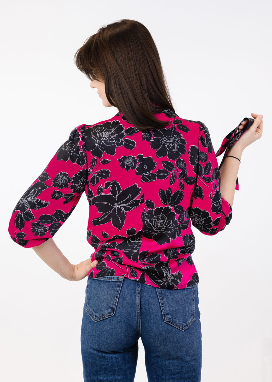 Fuksjowa bluzka z fontaziem - Kobiecowo - internetowy butik z odzieżą damską