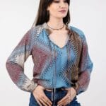 bluzka w jodełkę kobiecowo Bluzka jodełka kolorowa - Kobiecowo - internetowy butik z odzieżą damską