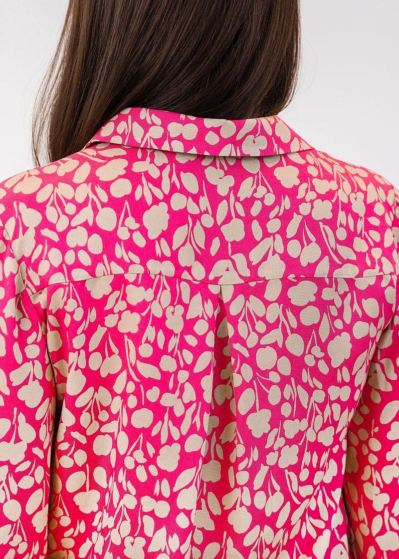 639A6507A-1 Beżowo fuksjowa koszula zapinana na guziki - Kobiecowo - internetowy butik z odzieżą damską