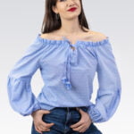 Niebieska bluzka w kropki - Kobiecowo - internetowy butik z odzieżą damską