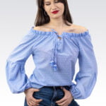 Niebieska bluzka w kropki - Kobiecowo - internetowy butik z odzieżą damską