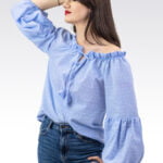 Niebieska bluzka w kropki - Kobiecowo - internetowy butik z odzieżą damską