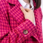 Płaszcz pepita fuksjowo różowy - Kobiecowo - internetowy butik z odzieżą damską