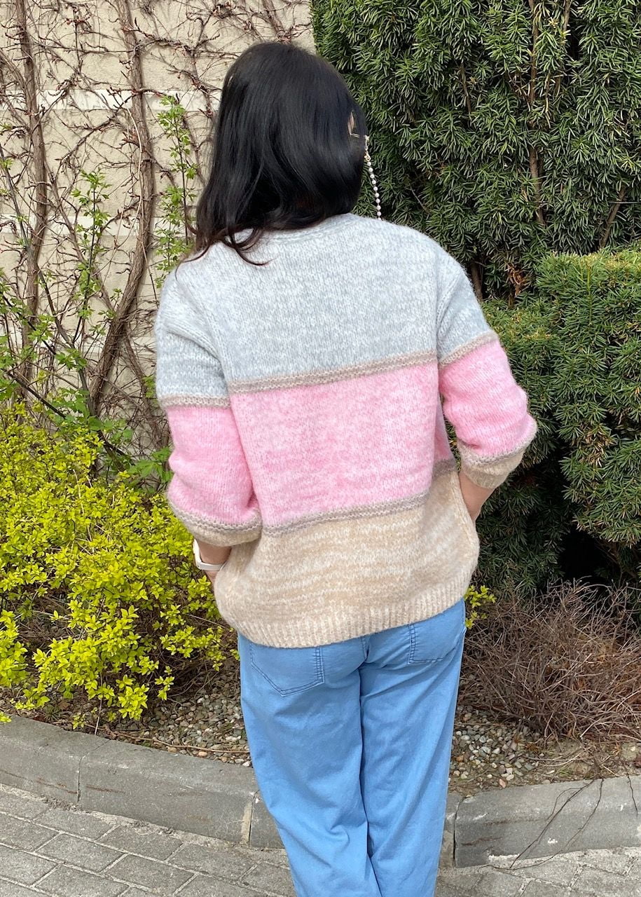 Sweter w pasy pastelowe - Kobiecowo - internetowy butik z odzieżą damską