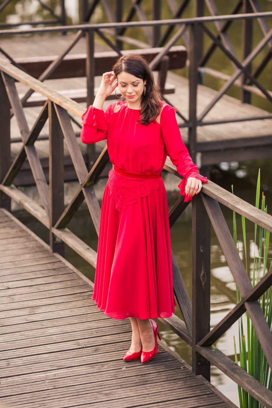 Rozkloszowana czerwona sukienka - Aneta Kręglicka - Kobiecowo - internetowy butik z odzieżą damską