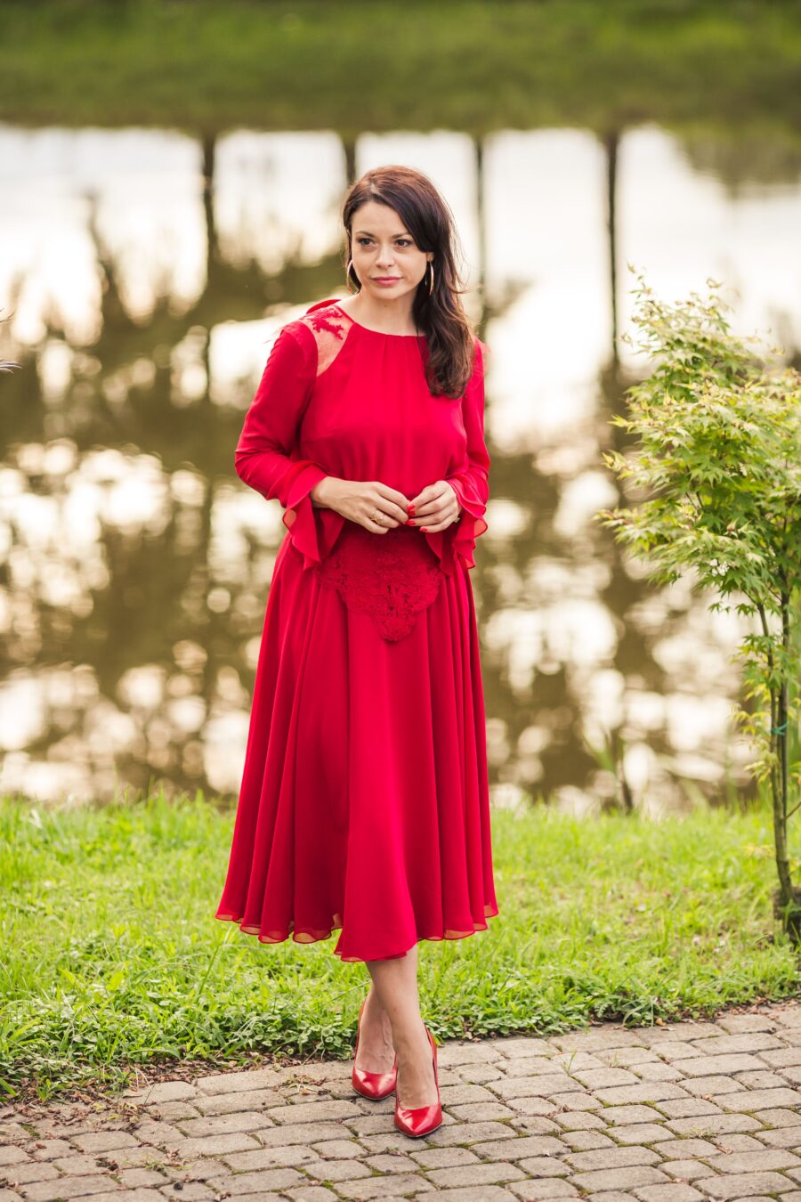 Rozkloszowana czerwona sukienka - Aneta Kręglicka - Kobiecowo - internetowy butik z odzieżą damską